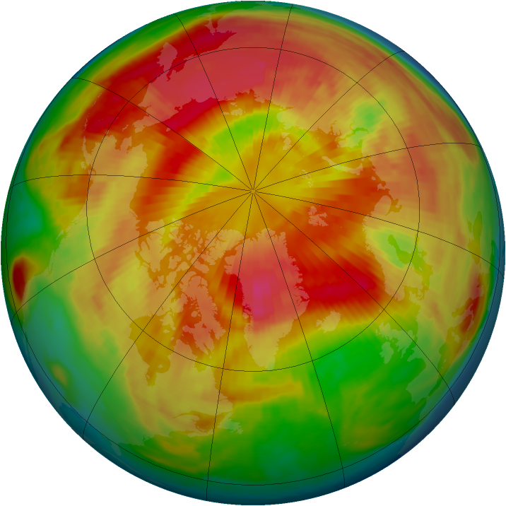 Arctic ozone map for 19 March 1999